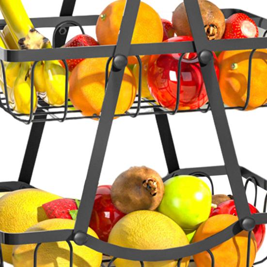 Двухслойная корзина для фруктов с деревянной ручкой, многофункциональная стойка для хранения, органайзер для столешницы, прочная металлическая подставка для фруктов