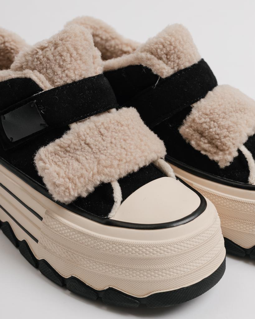 Platform Boots Suny Liana 60500 36 Black Suede Fur