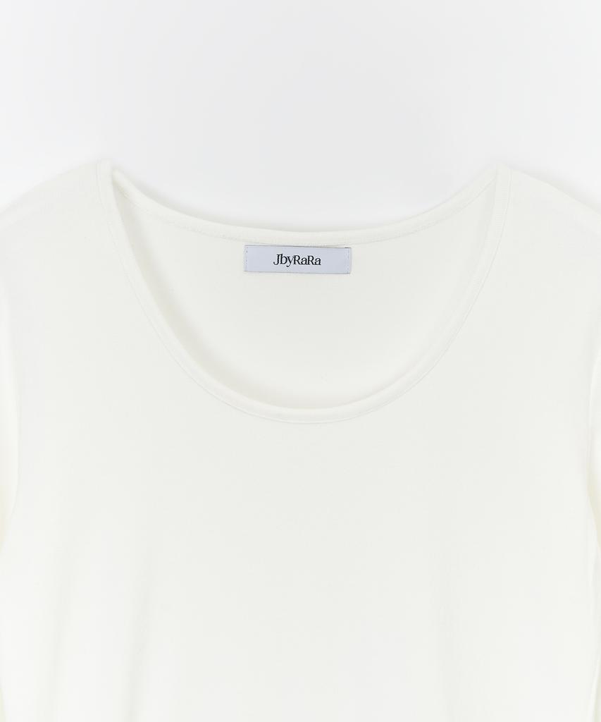 JBYRARA Layered Balloon Shirred T-Shirt_White
