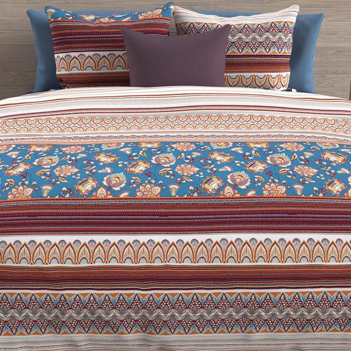 Cotton Duvet Cover Set 57 Threads/cm2 240x220 Cm JAIPUR Blue, by Soleil d'Ocre