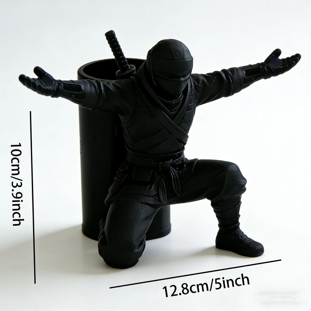 2-Piece Set of Ninja Warrior-Shaped Pen Holders, Home and Office Decor, Practical Pen Holder, 3D Printed Ninja Pen Stand, Desktop Storage