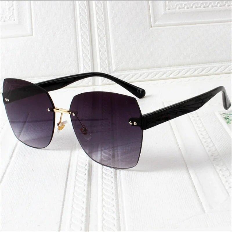 Модные солнцезащитные очки без оправы, женские роскошные винтажные солнцезащитные очки с нерегулярной отделкой, женские очки с градиентом, зеленые UV400