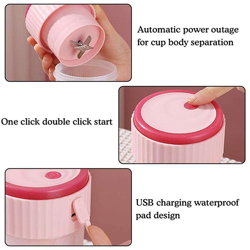 Мини-электрический блендер, портативная соковыжималка для фруктов, чашка, зарядка через USB, миксер для смузи, молочных коктейлей