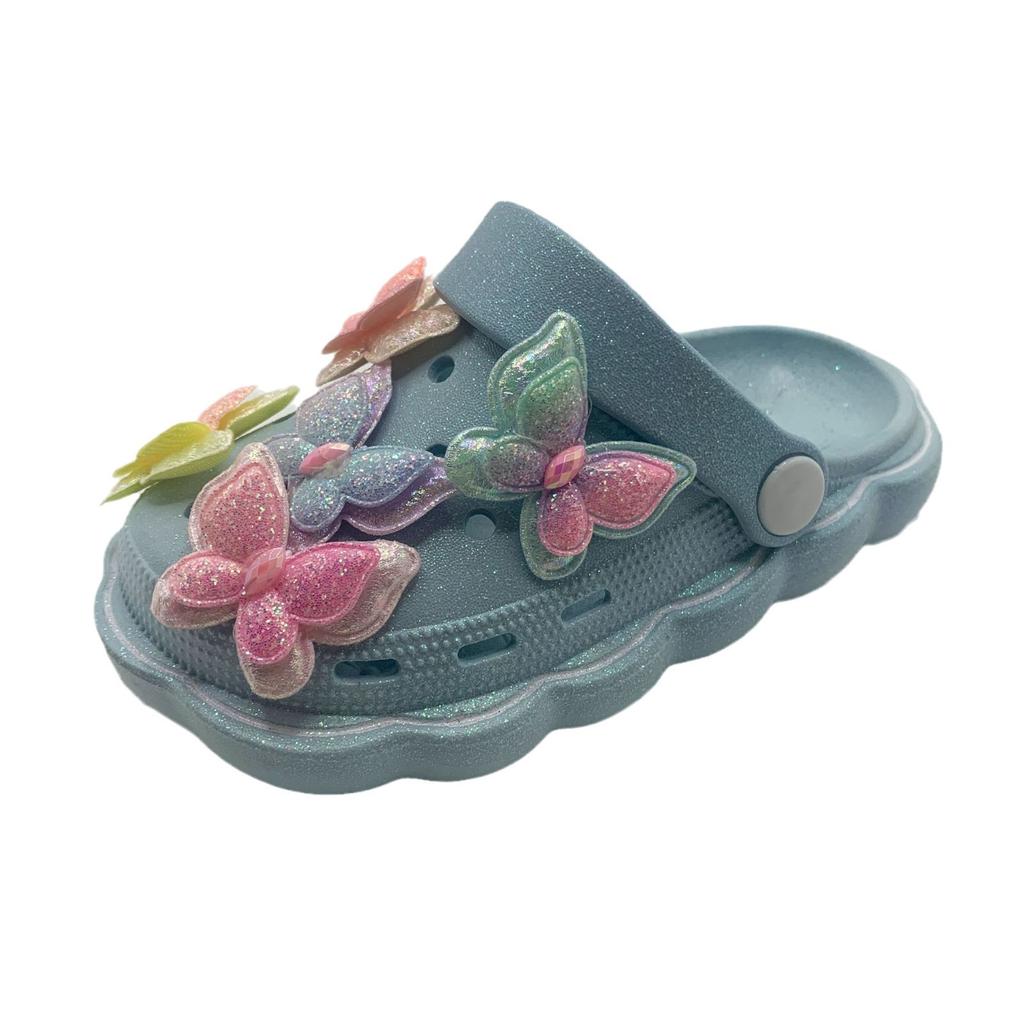 Детские туфли с плоским дном и отверстиями, летние, новые, с рисунком бабочки, для девочек и мальчиков, для малышей, с сумкой, для головы, классные тапочки для улицы