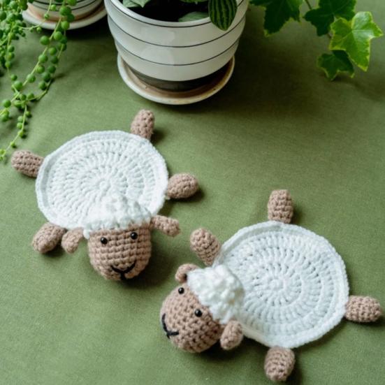Подставка под стакан Yousheng Knitted Turtle Coaster, очаровательные вязаные крючком коврики для чашек, термостойкие впитывающие салфетки для стола, нескользящие подставки под стаканы в виде овцы для кухни и офиса