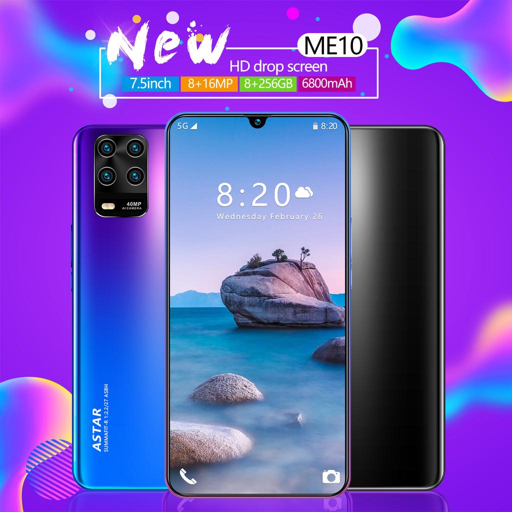 7,5-дюймовый HD+ME10 MTK6799 Мобильные телефоны 8 ГБ ОЗУ 512 ГБ ПЗУ 8 МП+16 МП смартфон