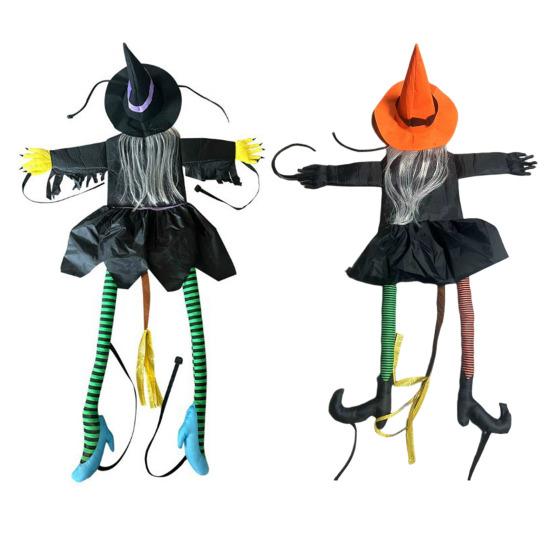 Статуя ведьмы на Хэллоуин, большая, врезающаяся в дерево, украшение, уличное, летающая ведьма, врезающаяся в дерево, украшение для крыльца, забора, сада, двора