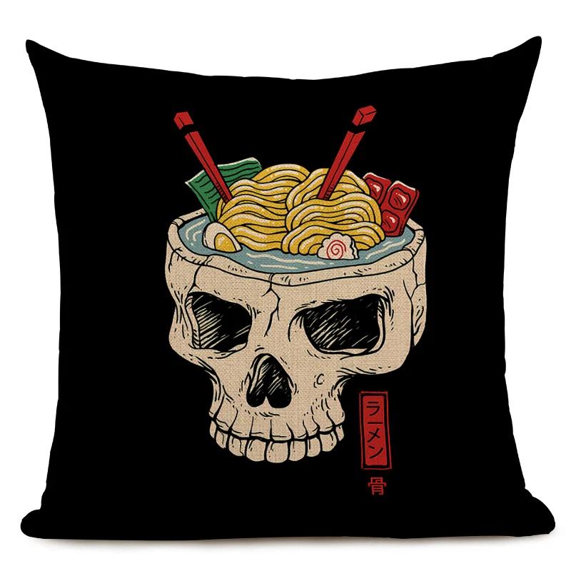 Декоративная наволочка в японском стиле с милым японским чаем рамен, кошкой и осьминогом для домашнего декора