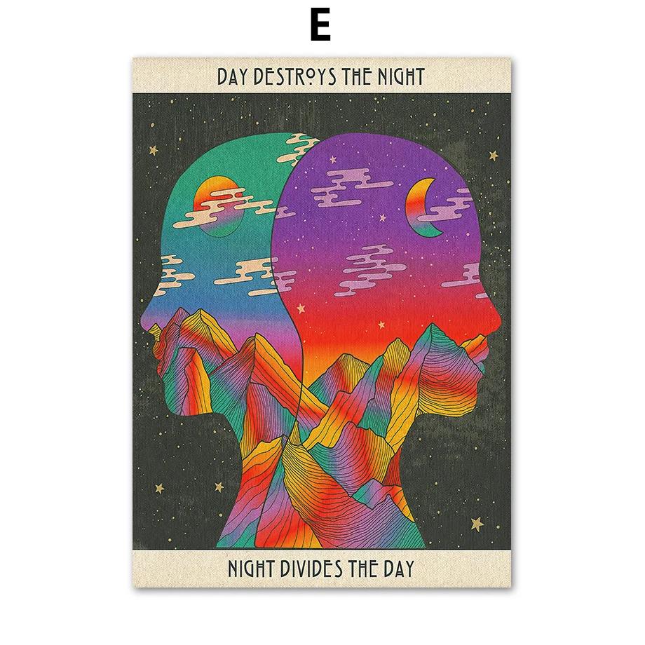 Психоделический глаз гриб рок-группа ретро бохо настенное искусство скандинавские постеры картины на холсте принты настенные картины для декора гостиной