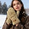1 пара зимних варежек из искусственного меха, мягкие пушистые флисовые плюшевые женские перчатки без пальцев, уличные ветрозащитные теплые толстые термоперчатки для холодной погоды