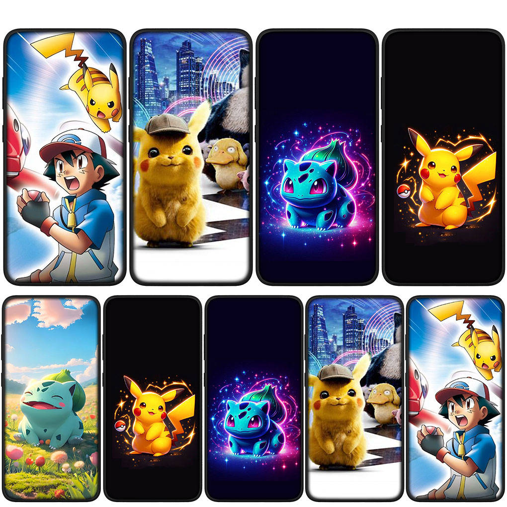 Чехол для iPhone 16 15 Xiaomi Redmi Note 14 13 12 11 Pro Max X 8 16e Samsung Galaxy S25 S24 S23 Moto OPPO Huawei Pokemon Pikachu Bulbasaur Phone Case