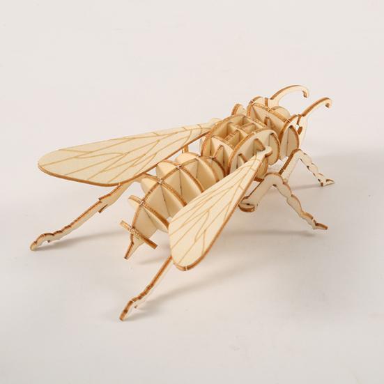3D Animal Puzzle Toy DIY Handmade Wooden Mini Butterfly Dragonfly Bee Beetle