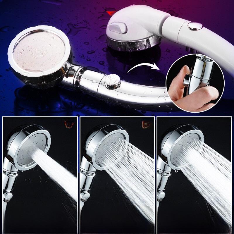 Трехскоростная бытовая душевая головка с функцией остановки нажатием одной кнопки