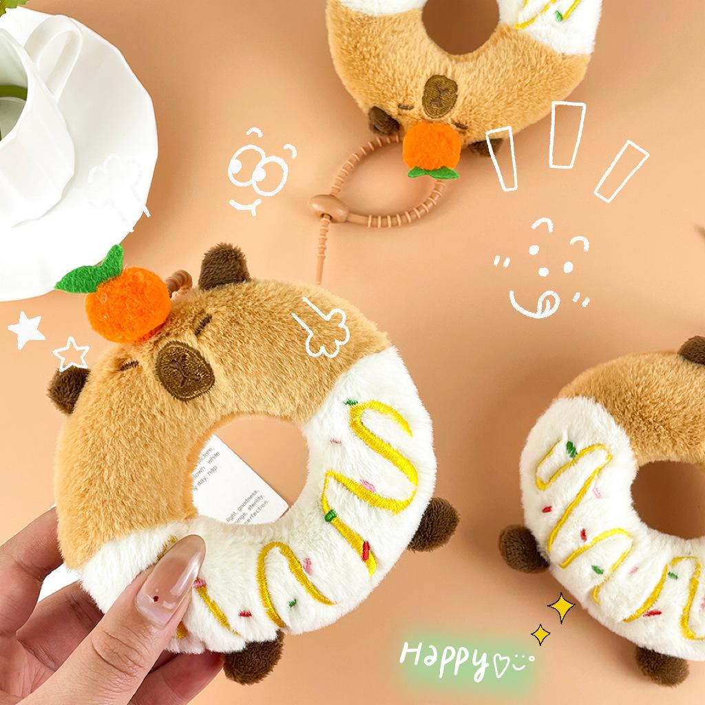 Donut Kapibala Plush Doll Cute Orange Capybara Dessert Circle Doll Bag Pendant