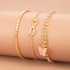 4Pcs/Set Geometric Charm Bracelets for Women Sunflower Thick Gold Bangles Bracelets Set Simple Wrist Chain Lady Boho Accessories