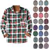 Mens Button Down Shirt Casual Flannel Plaid Slim Fit Long Sleeve Spread Collar Lightweight Tops