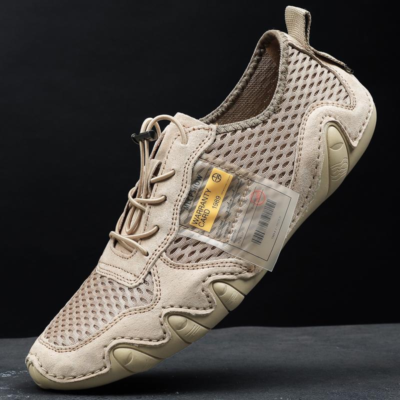 Мужская повседневная обувь Кожаные леггинсы с дышащей сеткой для вождения автомобиля Мужская спортивная кожаная обувь