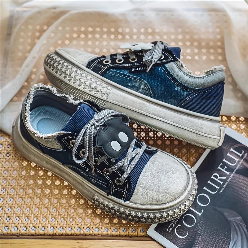 Мужские повседневные винтажные мужские парусиновые туфли 2024 года, новые классические и популярные мужские туфли для скейтбординга с толстой подошвой и большим протектором, размеры 39-44