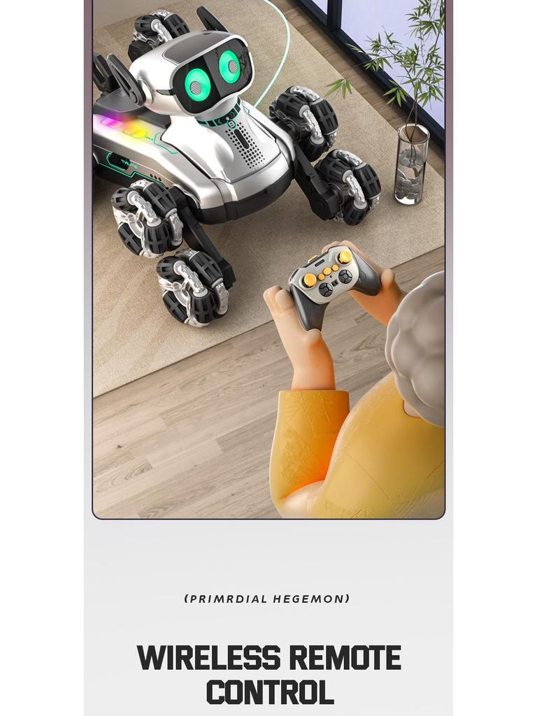 Eight-Wheel Remote Control Mechanical Dog Stunt Car - Gesture Sensing Off-Road Toy for Kids