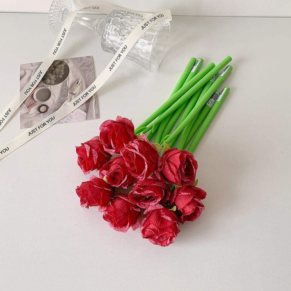 1 Piece Cute Rose Silicone Gel Pen Soft Gel Flower Ballpoint for Journaling Elegant Aesthetic Writing Gift for Teen Girls Student Supply