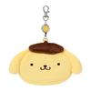SANRIO Кошелек-визитница в форме лица - Помпонпурин - Хлопок-ПВХ-Сталь-Полиэстер - Держатель для карт с выдвижной шнурком - Отделение для мелочей - Подходит