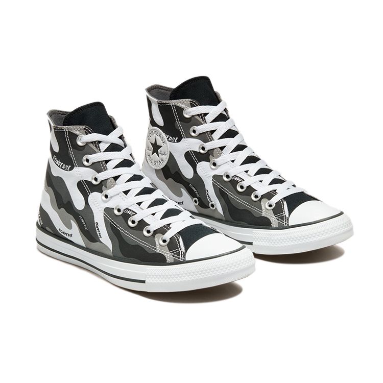 Converse Chuck Taylor All Star Comfortable Trendy High-Top Canvas Shoes Unisex Sneakers Black White Gray 171453F