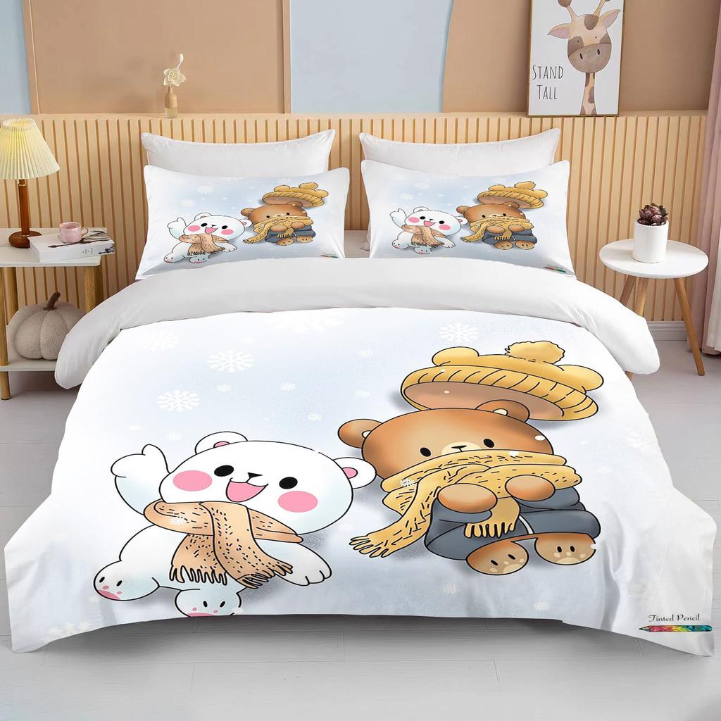 Bubu Dudu мультфильм милый медведь кавайный рождественский подарок King Twin двуспальный детский комплект постельного белья микрофибра или полиэстер пододеяльник комплект