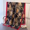 Spring and Summer Thin Simulated Silky Brocade Plain and Elegant Flower Silk Scarf Long Scarf Silky Printing Shawl Versatile Headscarf Scarf