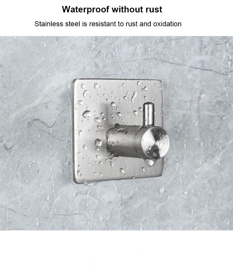 No Drilling Self-Adhesive Stainless Steel Hooks Brushed Nickel Towel Robe Hanging Hooks for Bedroom Kitchen