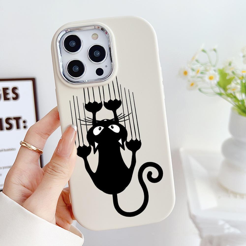 LZ9 мультяшный кот милый художественный дизайн мягкий чехол для телефона Samsung S24 Ultra S23 Plus S21 A16 A54 A34 A06 Infinix Hot 40 30i защита объектива противоударный чехол