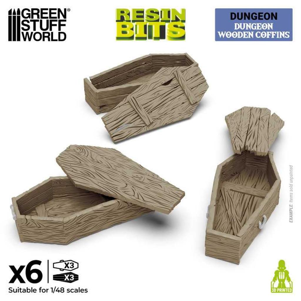 Набор деревянных гробов Green Stuff World (6 шт.) - Миниатюрные Аксессуары GSWD-12721