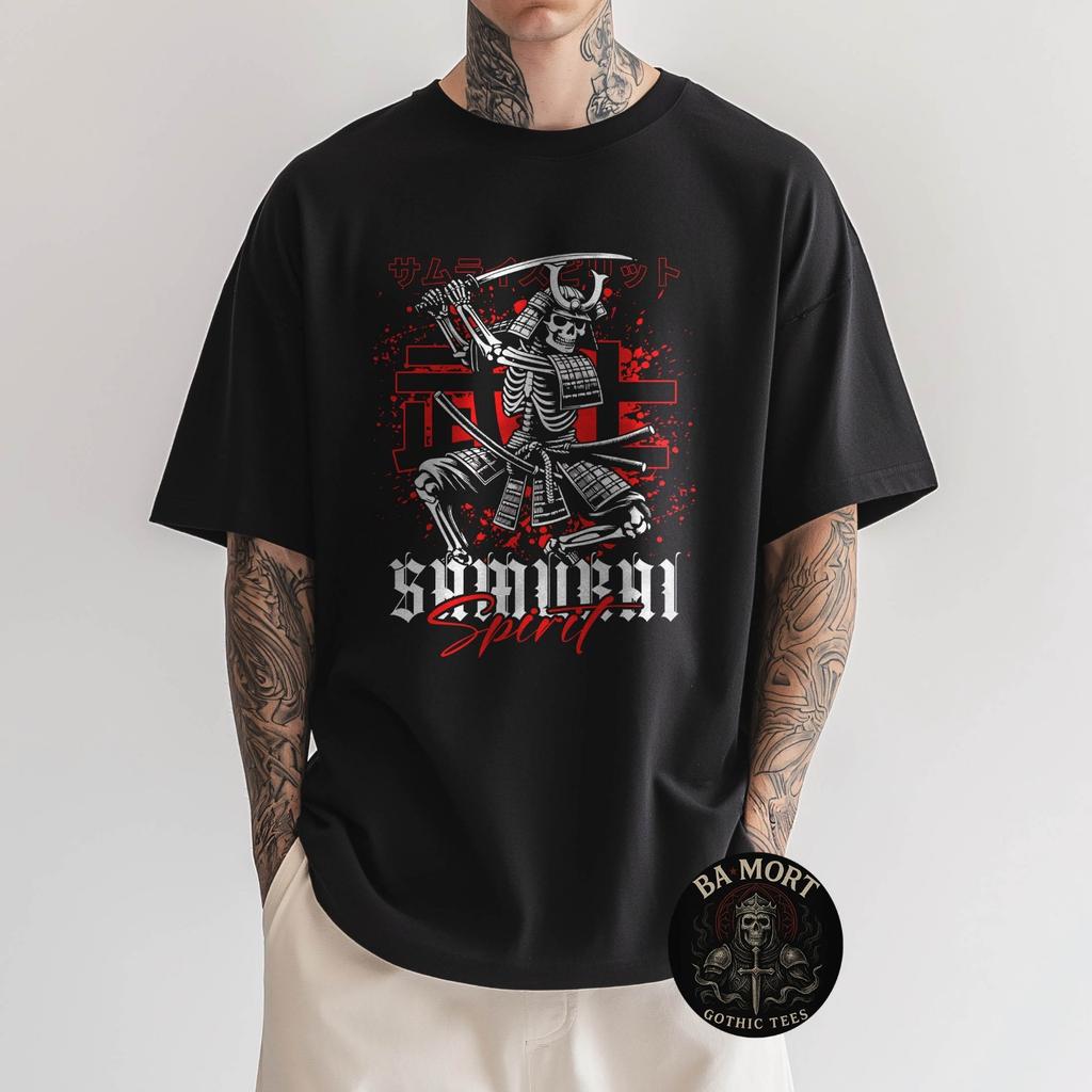 Skull Samurai Skeleton Warrior Gothic Graphic T-Shirt