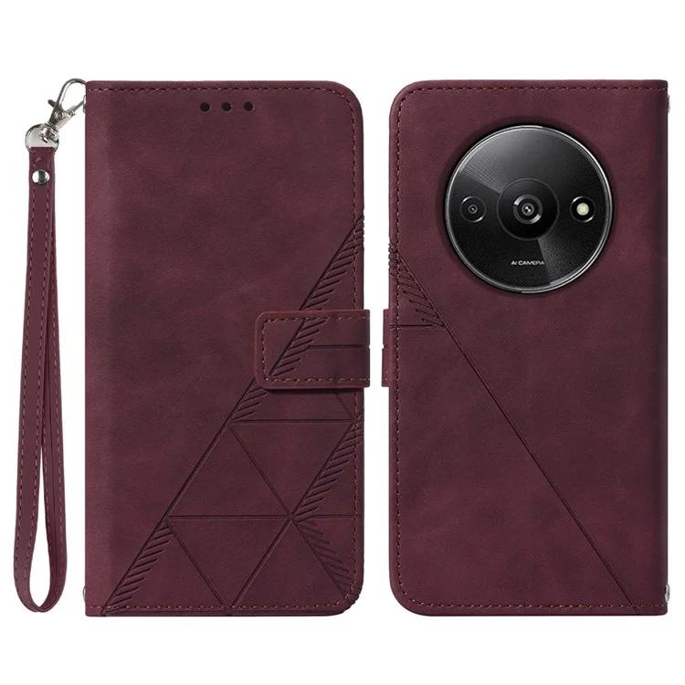 YB Imprinting Series-1 для Xiaomi Redmi A3/Poco C61 4G чехол с рисунком линии защитный кожаный чехол-бумажник для телефона