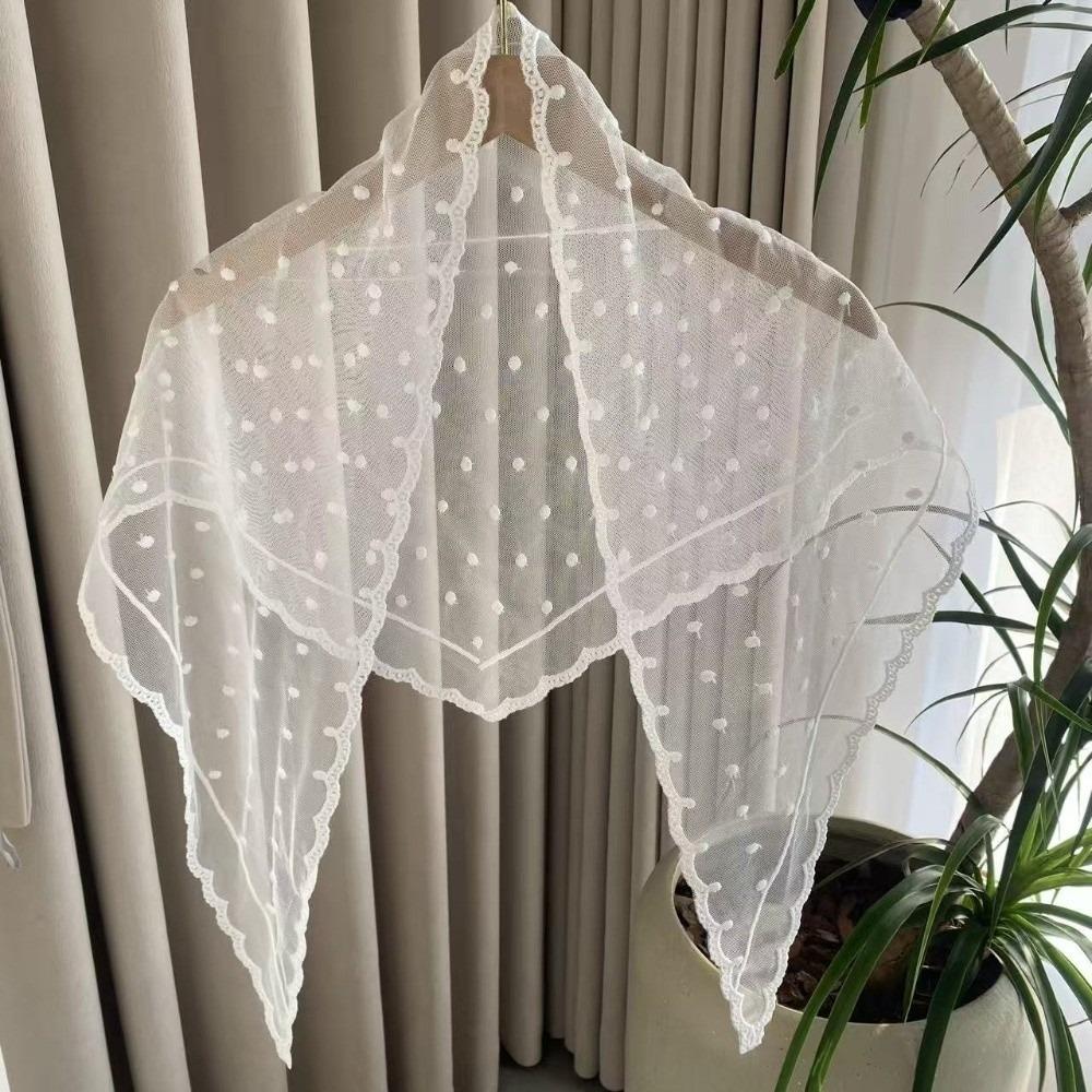 Lightweight Embroidery Edge Sheer Mesh Scarf Floral Wrap Scarf Wedding
