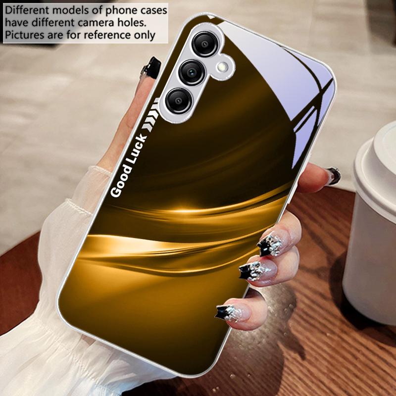 Счастливый Градиентный Волна Для Samsung Galaxy A14 4G 20 30 52 20S 21S 22 32 33 34 42 50 51 53 54 70 71 72 73 5G Стеклянный Чехол для Телефона