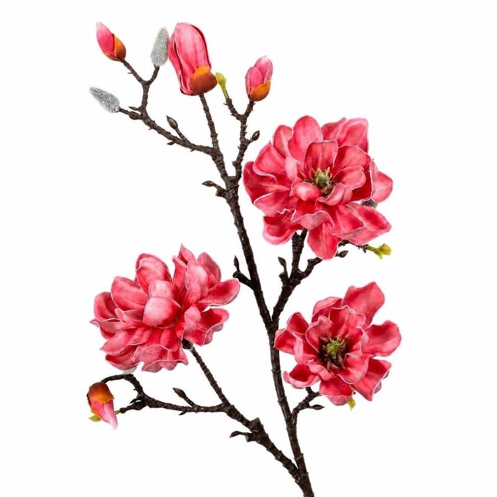 Pink Artificial Magnolia Flowers Branch Real Touch Plastic Fake Flower Living Room Ornaments