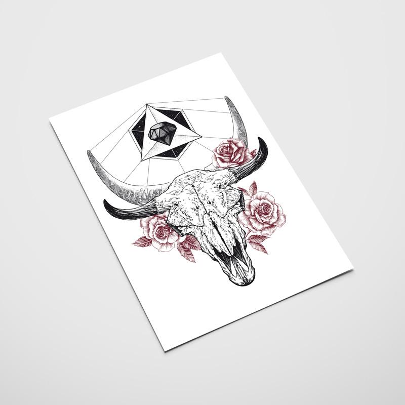 Плакат «Череп с цветами»