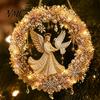 Holiday Gift for Friends 2Pcs Pearl Diamond Christmas Ornament Set, 2D Acrylic Glitter Hanging Tree Pendants Decor with Ribbon, Festive Pendant Party