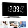 Изогнутые цифровые часы со светодиодной подсветкой и зеркалом, 3 уровня яркости, настольные часы с температурой и влажностью