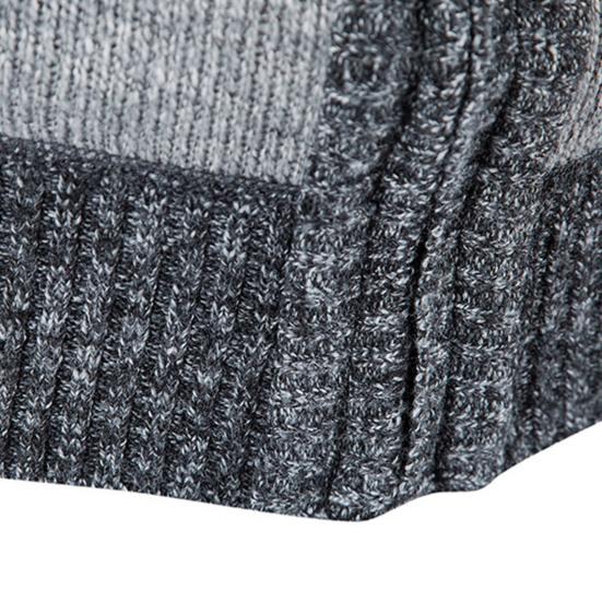 Plaid Lined Zipper Closure Male Sweater Coat Long Sleeve Patchwork Color Pockets Stand Collar Sweater Coat Men Knitwear