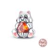 Original Owl Beads 100% 925 Silver Lucky Cat Elephant Charms Fit Original 925 Bracelet DIY Jewelry Making Women's Gift