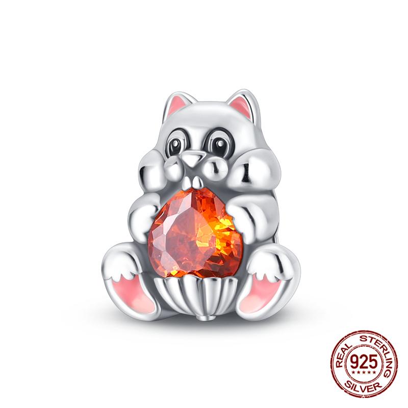 Original Owl Beads 100% 925 Silver Lucky Cat Elephant Charms Fit Original 925 Bracelet DIY Jewelry Making Women's Gift
