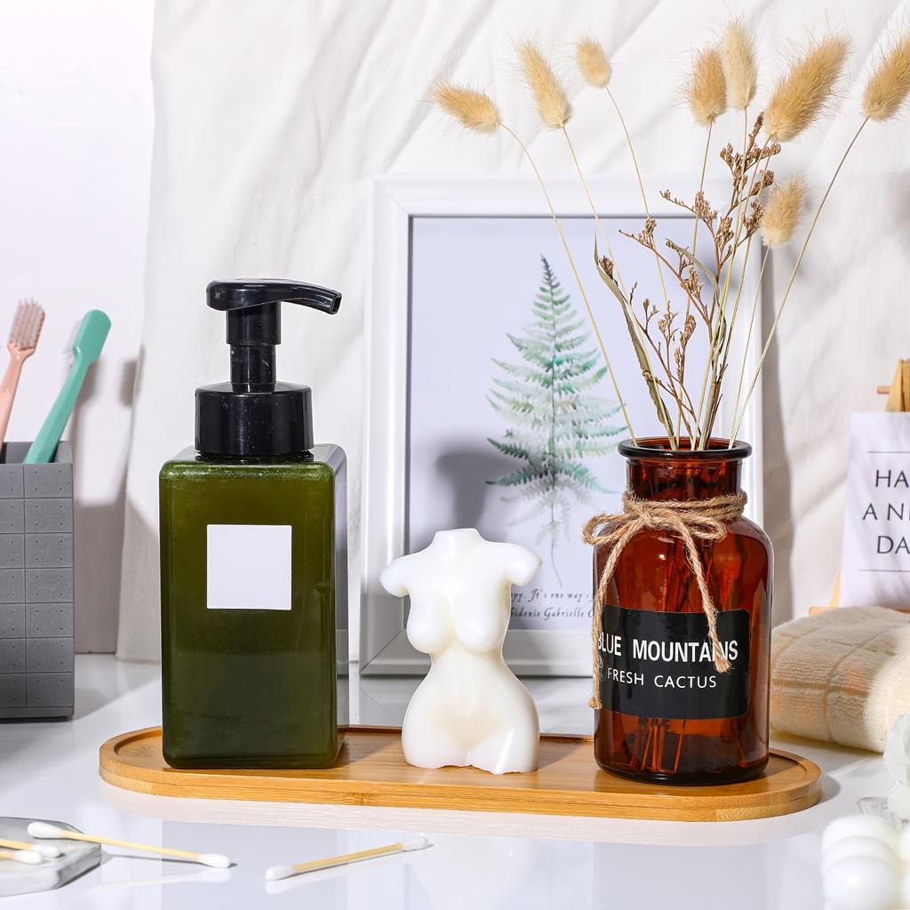 Bamboo Tray Decorative Bathroom Counter Tray Rounded Edges Bamboo Candle Holder Home Decor Countertop Organizer Holder for Soap