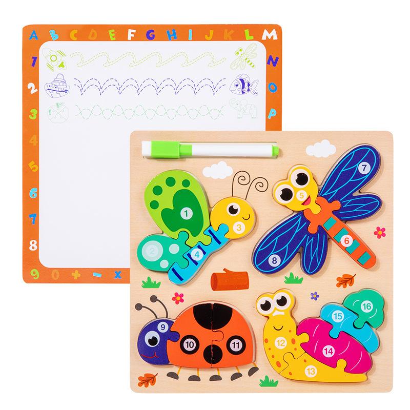 Children'S Early Education Puzzle Two-In-One Character Puzzle Drawing Board Exercise Hand-Eye Coordination Role Cognitive Toy