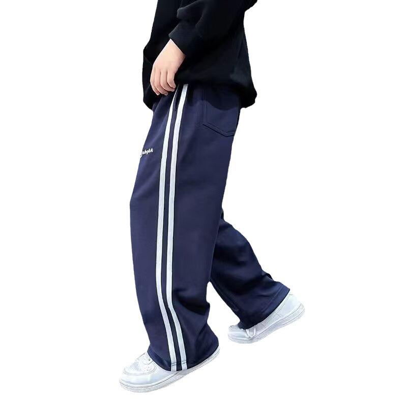 Широкие повседневные спортивные брюки для мальчиков весна-осень 2024 года — модные свободные спортивные брюки для детей