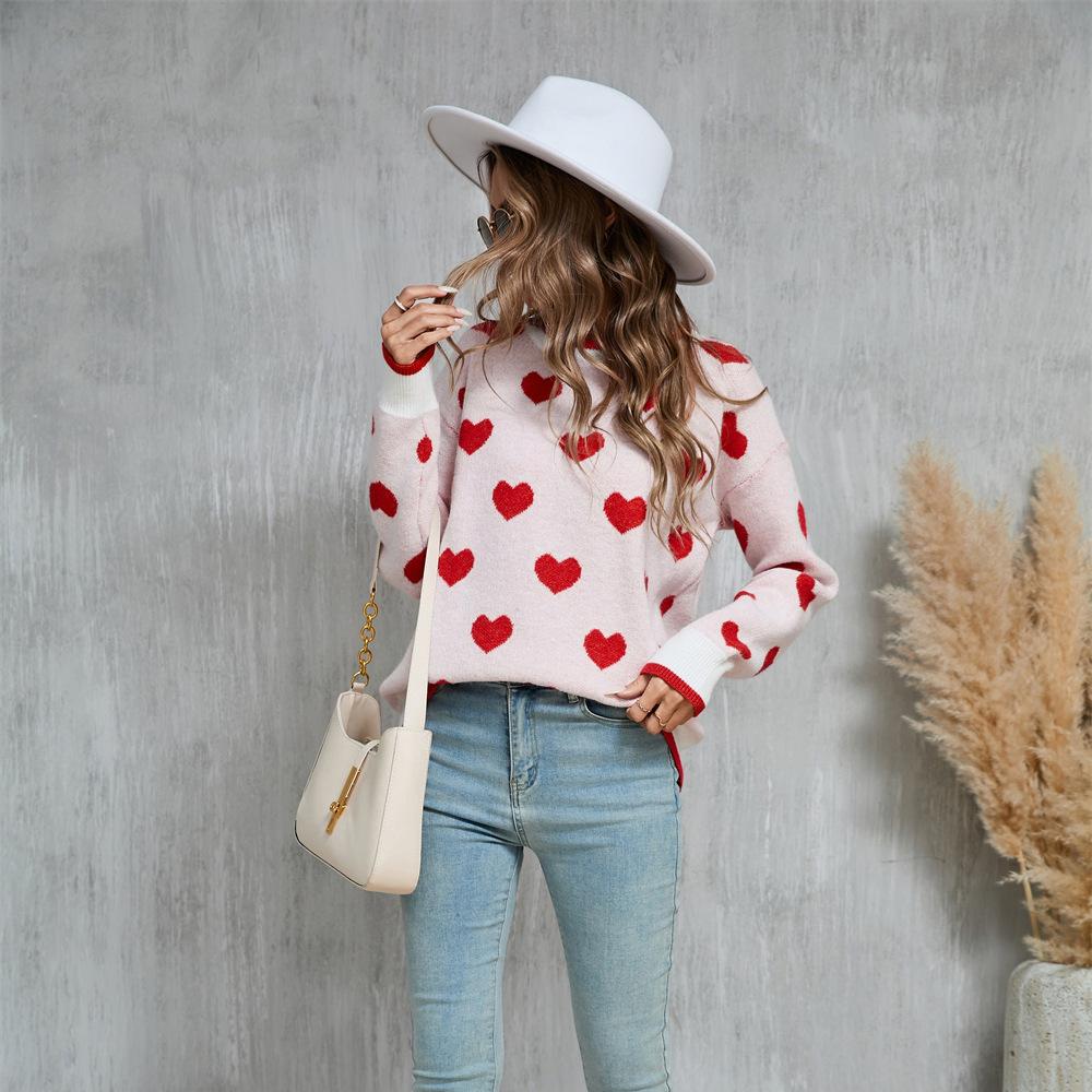 Осенне-зимний женский свитер Love, фестивальный свитер с длинным рукавом, вязаный свитер большого размера