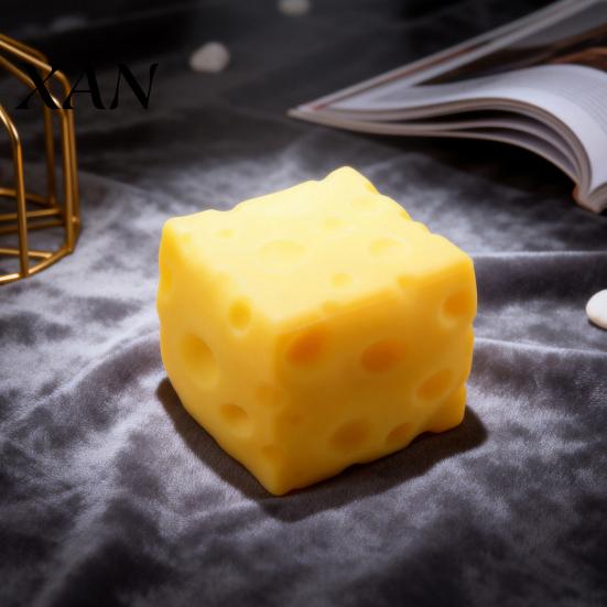 Cheese Sensory Toy Large Squeeze Stress Relief Block Fidget Relaxation Soft Reliever Focus Aid Ball Simulated Cube Meditation