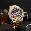 Stainless Steel Band Men's Business Watches Gold Wristwatch Creative Men Quartz Watches  Male Gift