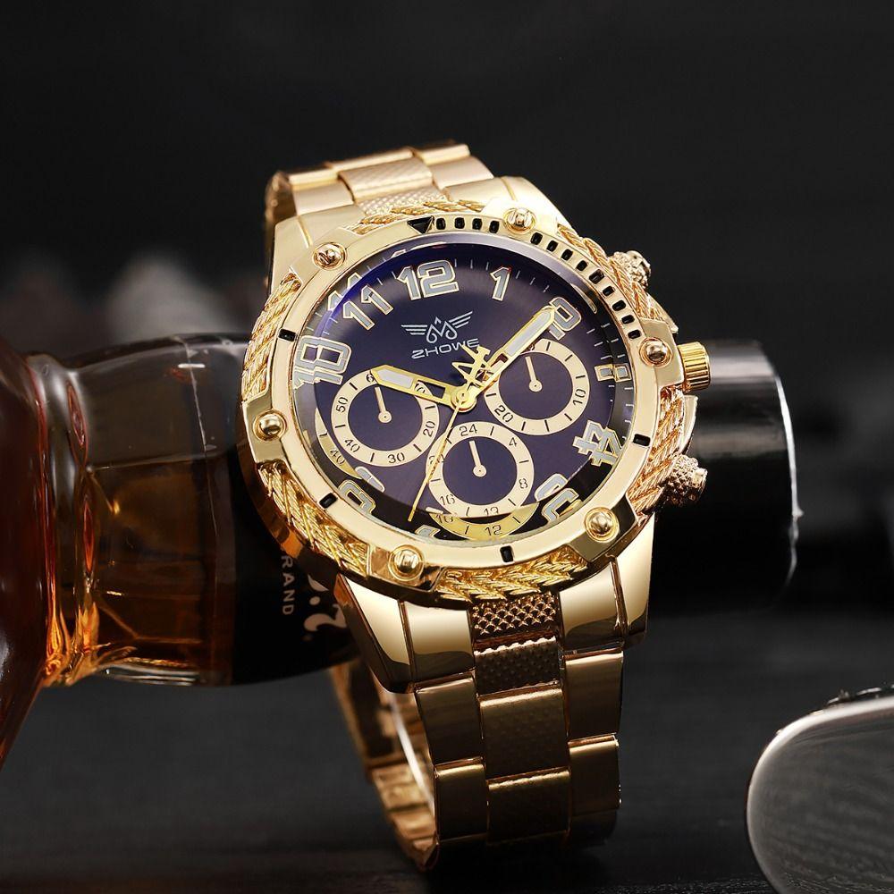 Stainless Steel Band Men's Business Watches Gold Wristwatch Creative Men Quartz Watches Male Gift