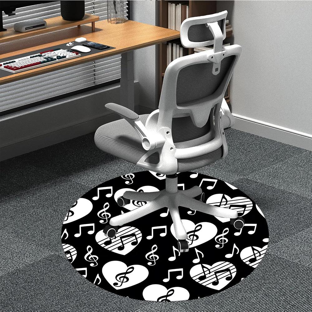 1pc Music Notes Heart Pattern Chair Carpet for Office, Non-slip, Soft and Durable Office Rug for Decoration, Perfect for Office yy260105034